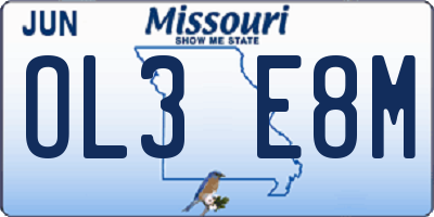 MO license plate OL3E8M