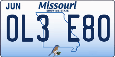 MO license plate OL3E8O