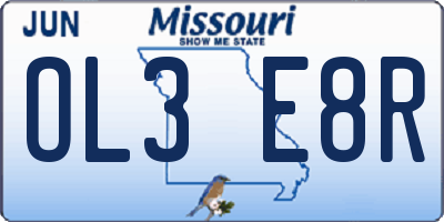 MO license plate OL3E8R