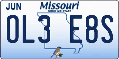 MO license plate OL3E8S