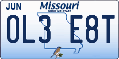MO license plate OL3E8T