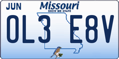 MO license plate OL3E8V