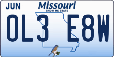 MO license plate OL3E8W