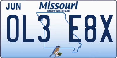 MO license plate OL3E8X