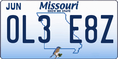 MO license plate OL3E8Z