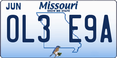 MO license plate OL3E9A