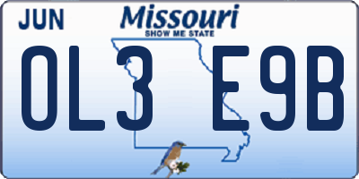 MO license plate OL3E9B