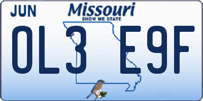 MO license plate OL3E9F