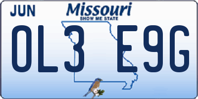MO license plate OL3E9G