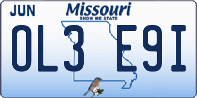 MO license plate OL3E9I