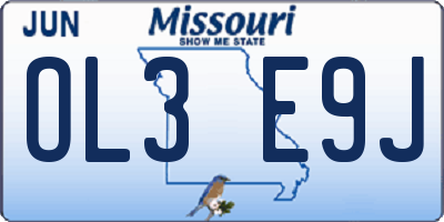 MO license plate OL3E9J