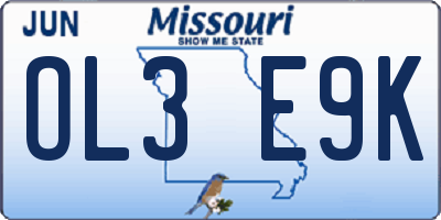 MO license plate OL3E9K
