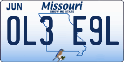 MO license plate OL3E9L