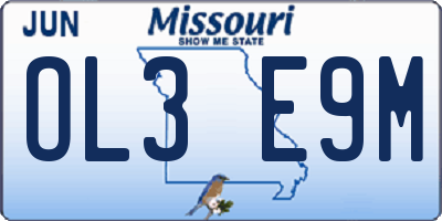 MO license plate OL3E9M
