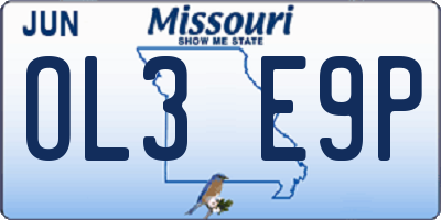 MO license plate OL3E9P