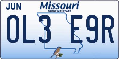 MO license plate OL3E9R
