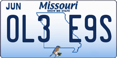 MO license plate OL3E9S