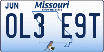 MO license plate OL3E9T