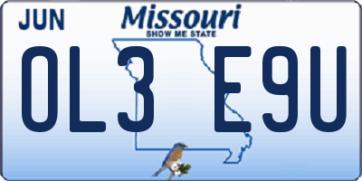 MO license plate OL3E9U