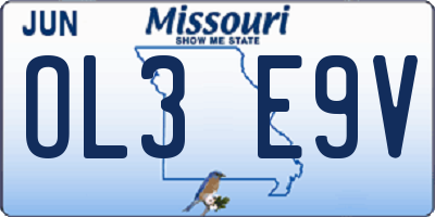 MO license plate OL3E9V