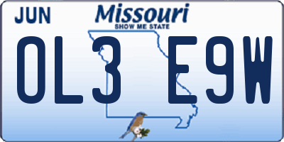 MO license plate OL3E9W