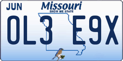 MO license plate OL3E9X
