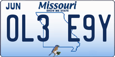 MO license plate OL3E9Y
