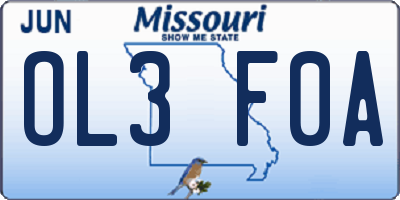 MO license plate OL3F0A