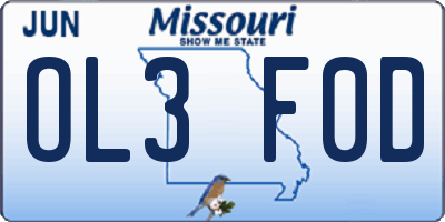 MO license plate OL3F0D