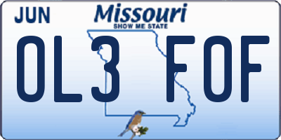 MO license plate OL3F0F