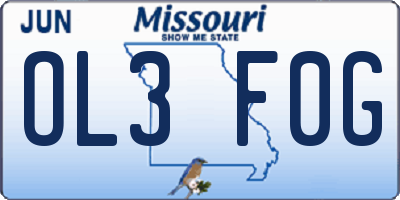 MO license plate OL3F0G