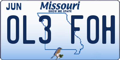MO license plate OL3F0H