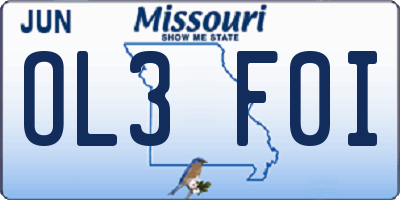 MO license plate OL3F0I