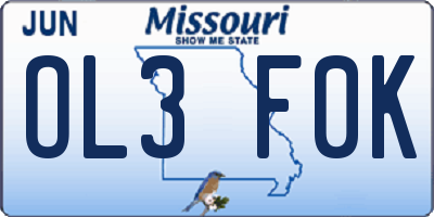 MO license plate OL3F0K