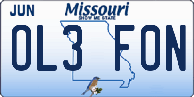MO license plate OL3F0N