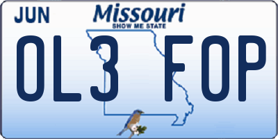 MO license plate OL3F0P