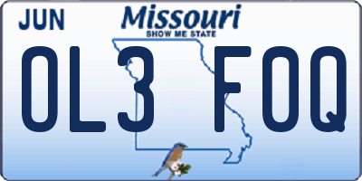 MO license plate OL3F0Q