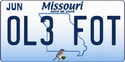 MO license plate OL3F0T