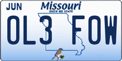 MO license plate OL3F0W