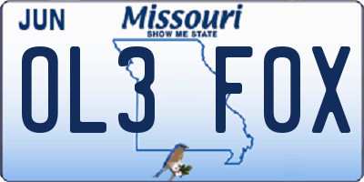 MO license plate OL3F0X