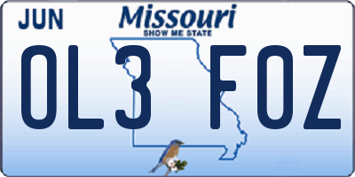 MO license plate OL3F0Z