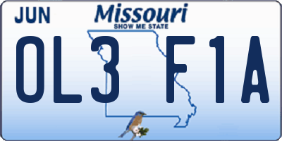MO license plate OL3F1A