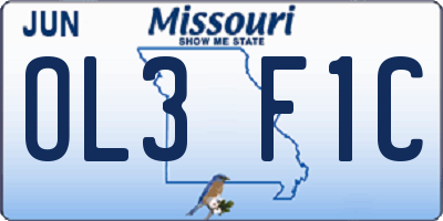 MO license plate OL3F1C