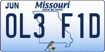 MO license plate OL3F1D