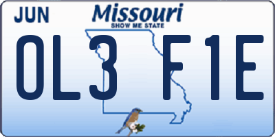 MO license plate OL3F1E