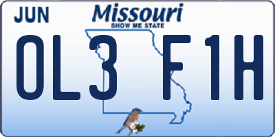 MO license plate OL3F1H
