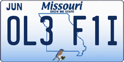 MO license plate OL3F1I