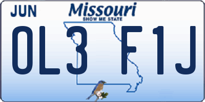 MO license plate OL3F1J