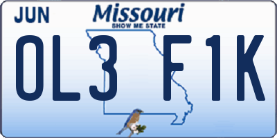 MO license plate OL3F1K