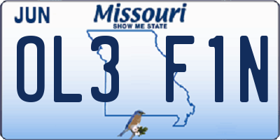 MO license plate OL3F1N